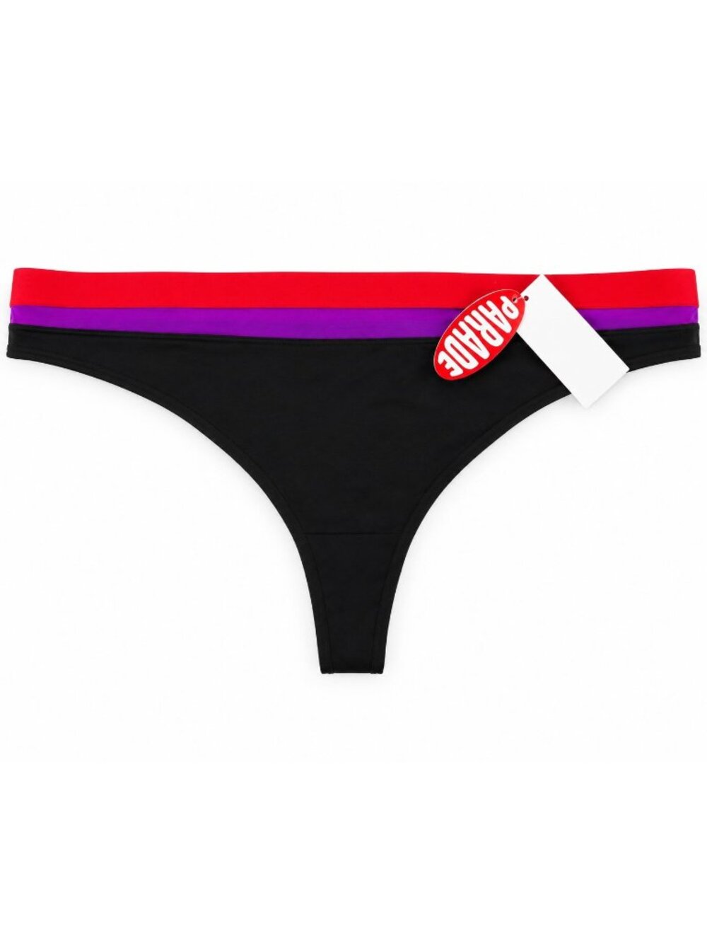 Parade 2XL High-Leg Thong Black Panty With Red Women's New